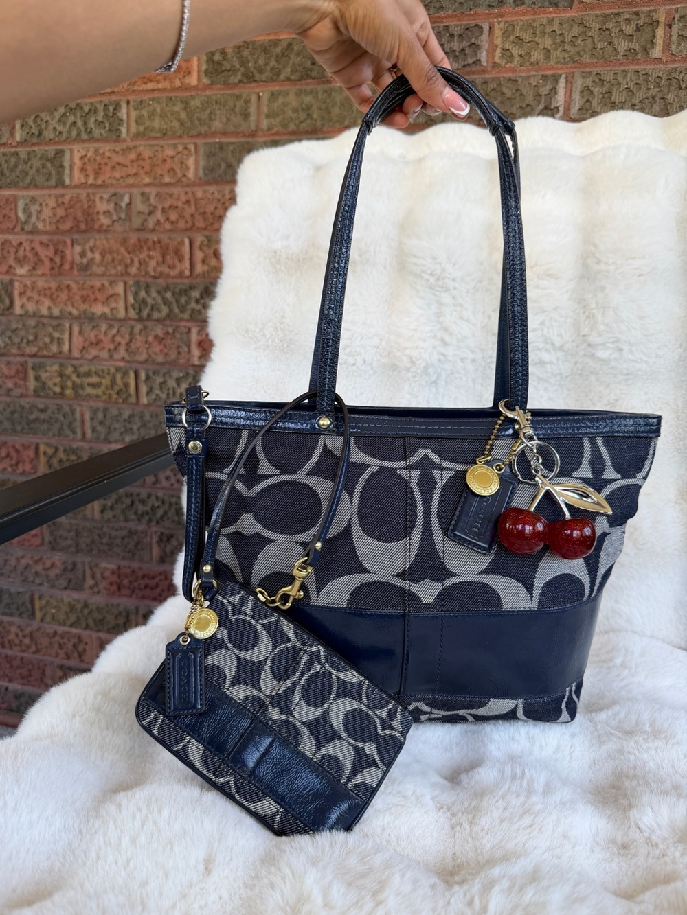 Coach y2k Denim shoulder bag & Wristlet set